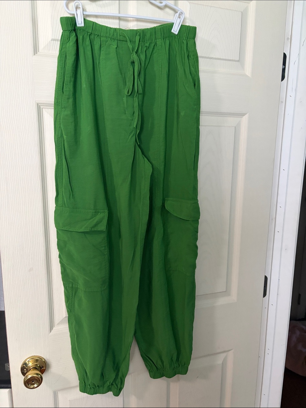 Anthropologie Bright Green Cargo Jogger Pants